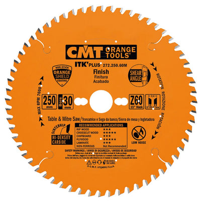 CMT ITK Plus Crosscut Blade - 250mm - 60 Tooth