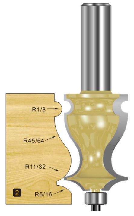 Arden Decorative Moulding Bit with Bearing - 1/2" Shank 41.2mm Cut Depth