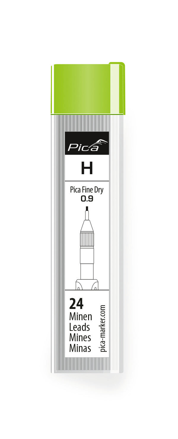 Pica Fine Dry Refills - H hardness - set of 24 fine (0.9 mm) graphite leads