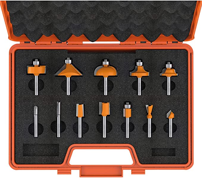 CMT 12 Piece Router Bit Set with Case - 1/4" Shanks