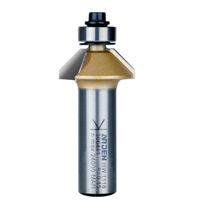 Arden Chamfer Bit with Bearing - 25.4mm Diameter 45° Angle 1/2" Shank