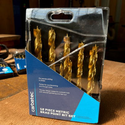 Carbatec 12 Piece Brad Point Bit Set - Metric
