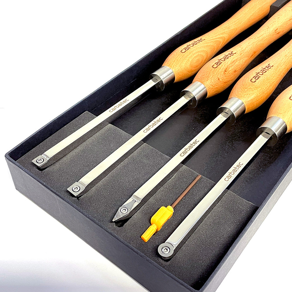 Carbatec 4PC Tungsten Carbide and Stainless Steel Medium/Large Scraper Set