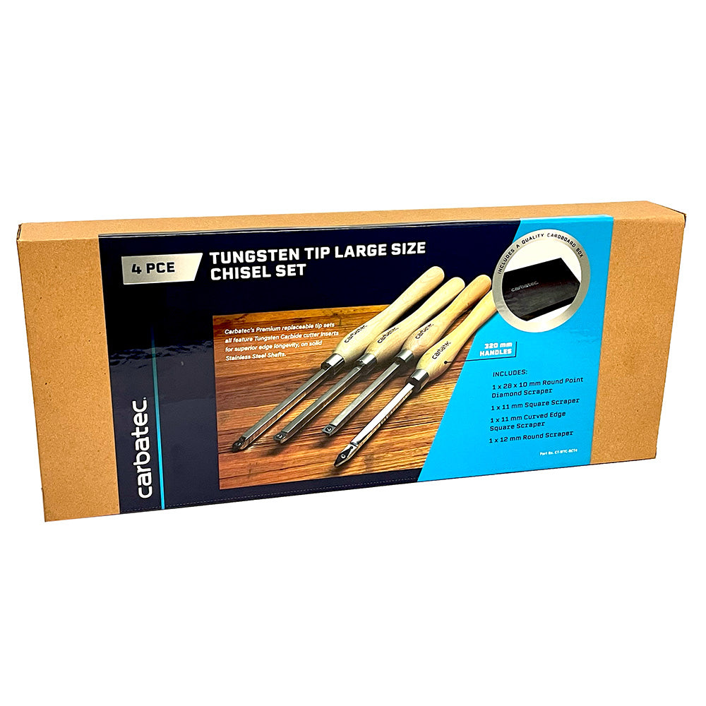 Carbatec 4PC Tungsten Carbide and Stainless Steel Medium/Large Scraper Set