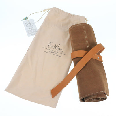 En Mina 12 Pocket Suede Chisel Roll