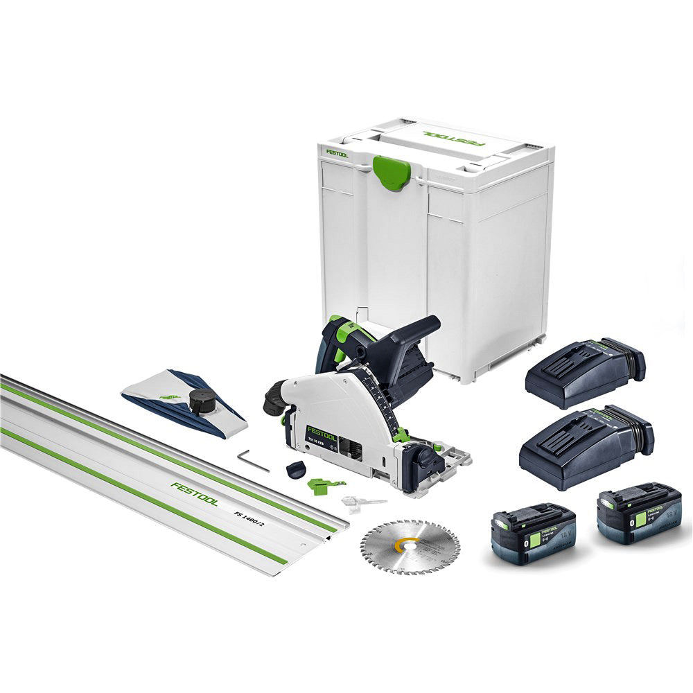 TSC 55K 18V 160mm Cordless Plunge Saw 5.2Ah XL Set in Systainer with 1400mm Rail