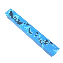 Carbatec Acrylic Pen Blank with Light Blue Dark Blue Swirl