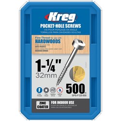 Kreg Pocket Hole Screws - 32mm Fine/Pan Head - Zinc - 500 pack
