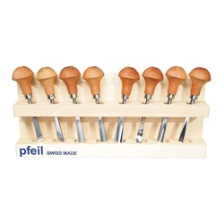 Pfeil Palm Chisel Set A - 8 Piece incl Basswood Stand & Case