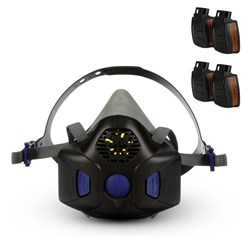 3M Secure Click Reusable Half Face Respiratory Mask with A1 D8051 Dual Flow Cartridge Kit - Large