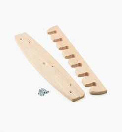 Veritas wall-mounted solid maple chisel rack designed for the seven-piece PM-V11 bench chisel set.