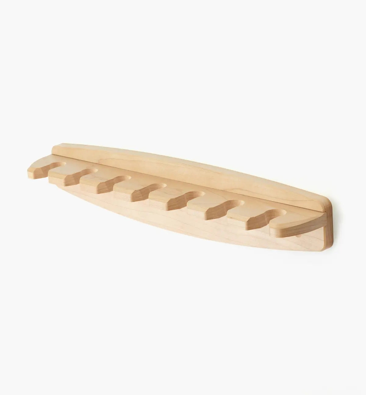 Veritas wall-mounted solid maple chisel rack designed for the seven-piece PM-V11 bench chisel set.