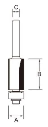Arden Down Shear Flush Trim Bit - 15.9mm Diameter 1/2" Shank