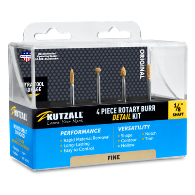 Kutzall 1/8" Shaft 4 Piece Fine Detail Burr Kit