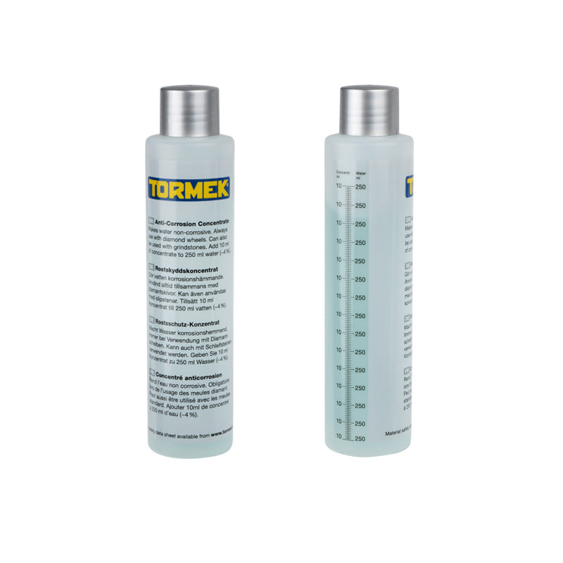 Tormek Anti-Corrosion Concentrate, two 150 ml bottles for rust protection during wet sharpening.