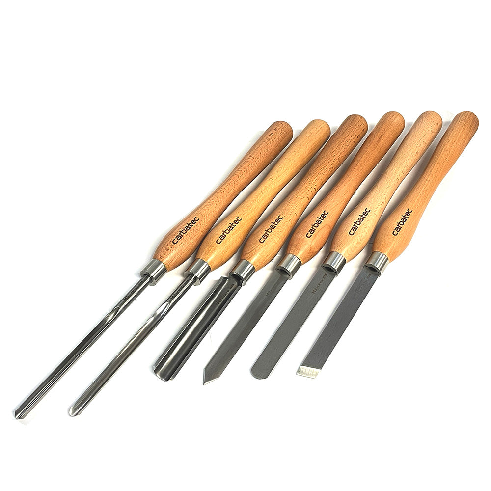 Carbatec 6PC Cryogenic M2 HSS Large Woodturning Chisel Set