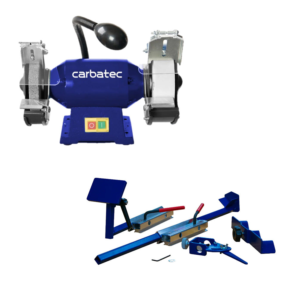 Carbatec Wide Stone Bench Grinder With Spindle & Gouge Sharpening System Bundle