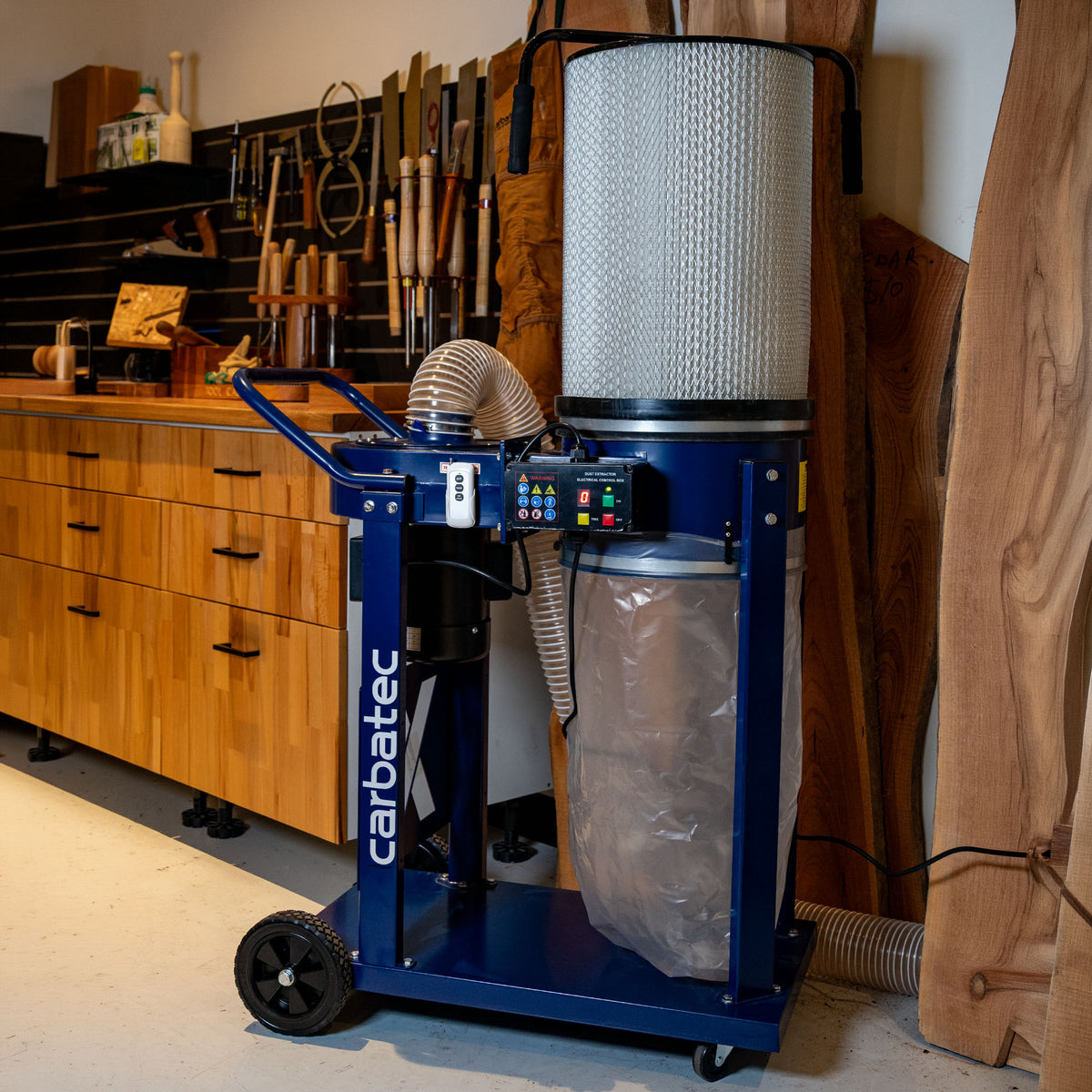 Carbatec 1HP Dust Collector with Remote Control & Cartridge Filter