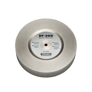 Tormek 200mm Fine Diamond Wheel DF-200 with 600 grit for sharpening steel, ceramic, and carbide tools, including anti-corrosion concentrate.