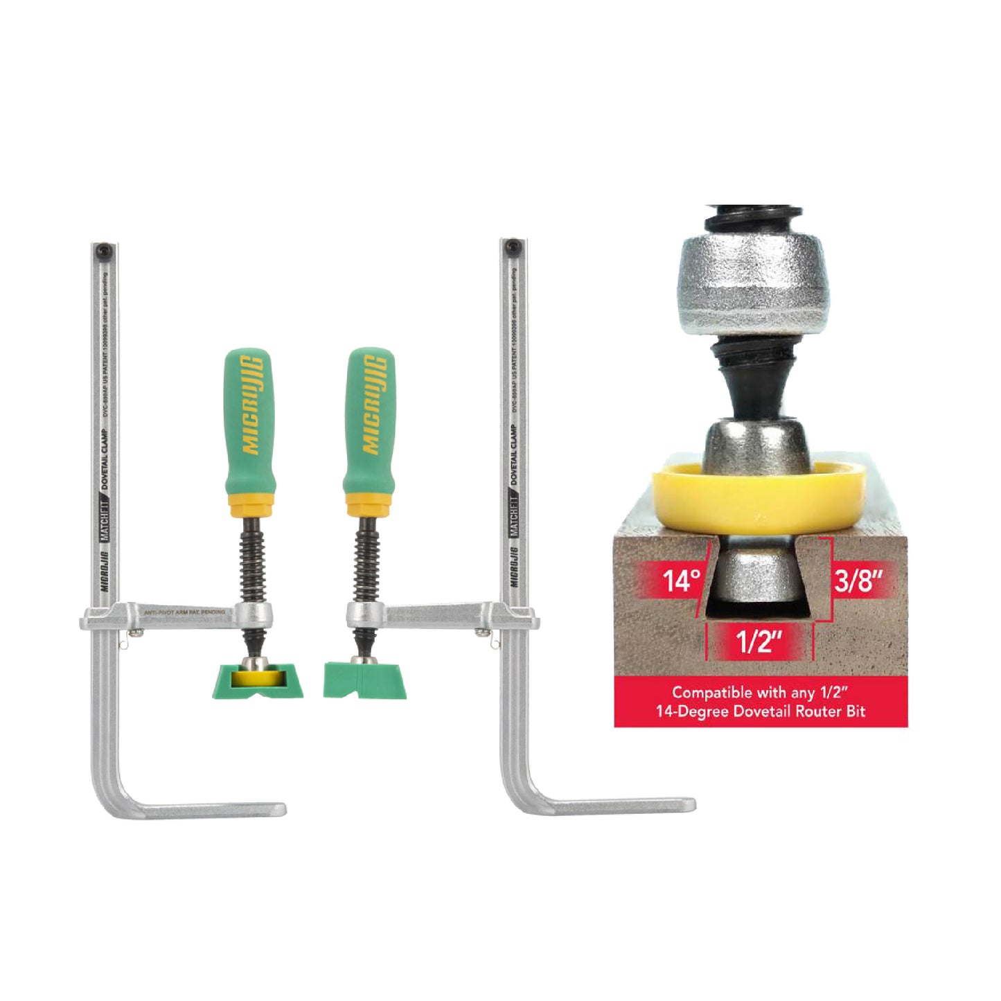 Microjig Matchfit Dovetail AP Clamp with X-Pad