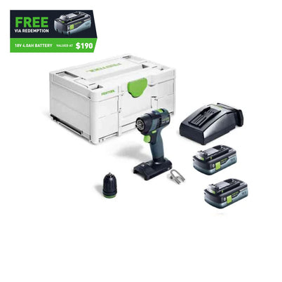 Festool TXS 18V Cordless Compact 2 Speed Drill 4.0Ah HighPower Bluetooth Set in Systainer