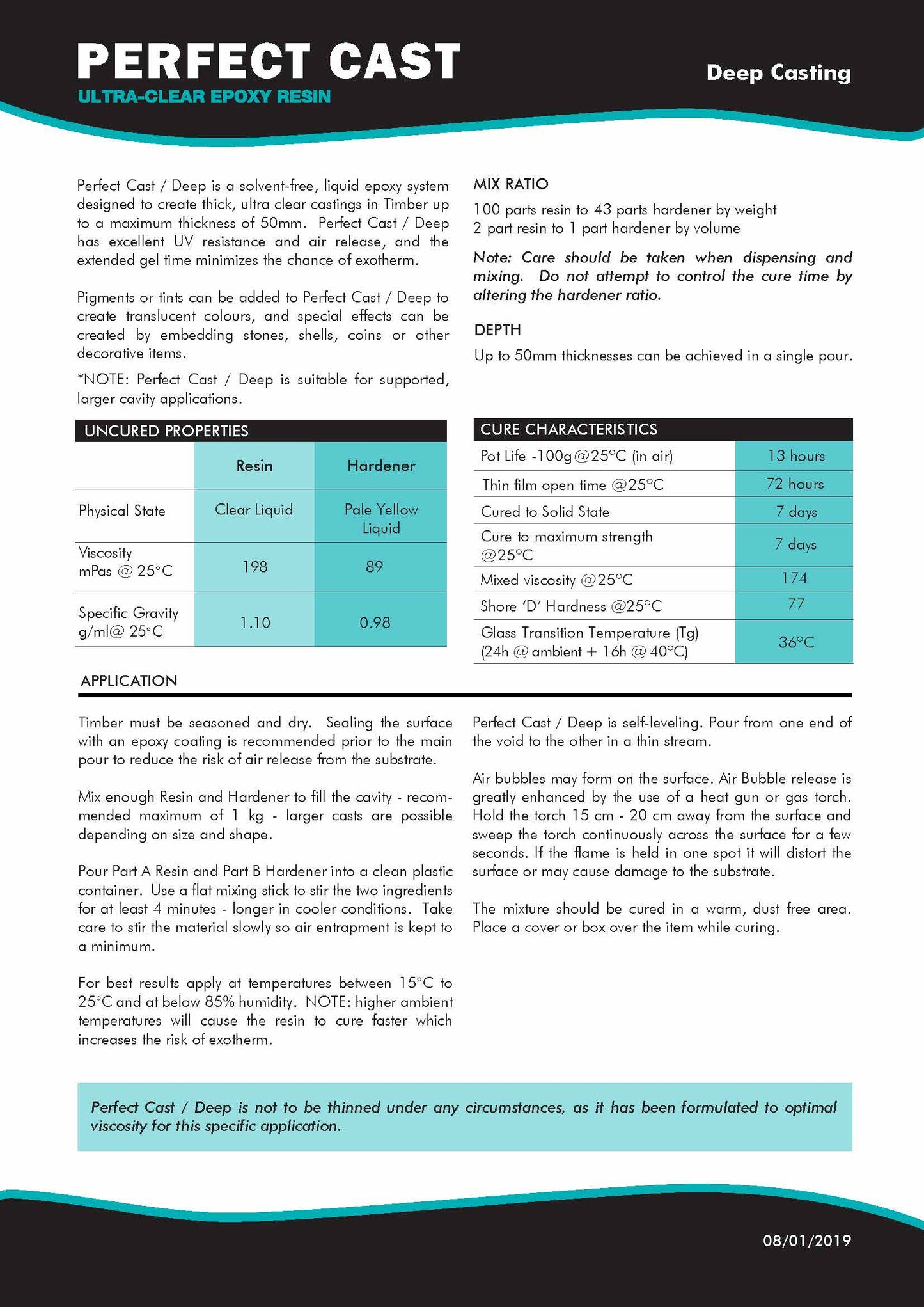 Perfect Cast 2 Part Resin and Hardener - Deep - 3 litre Kit