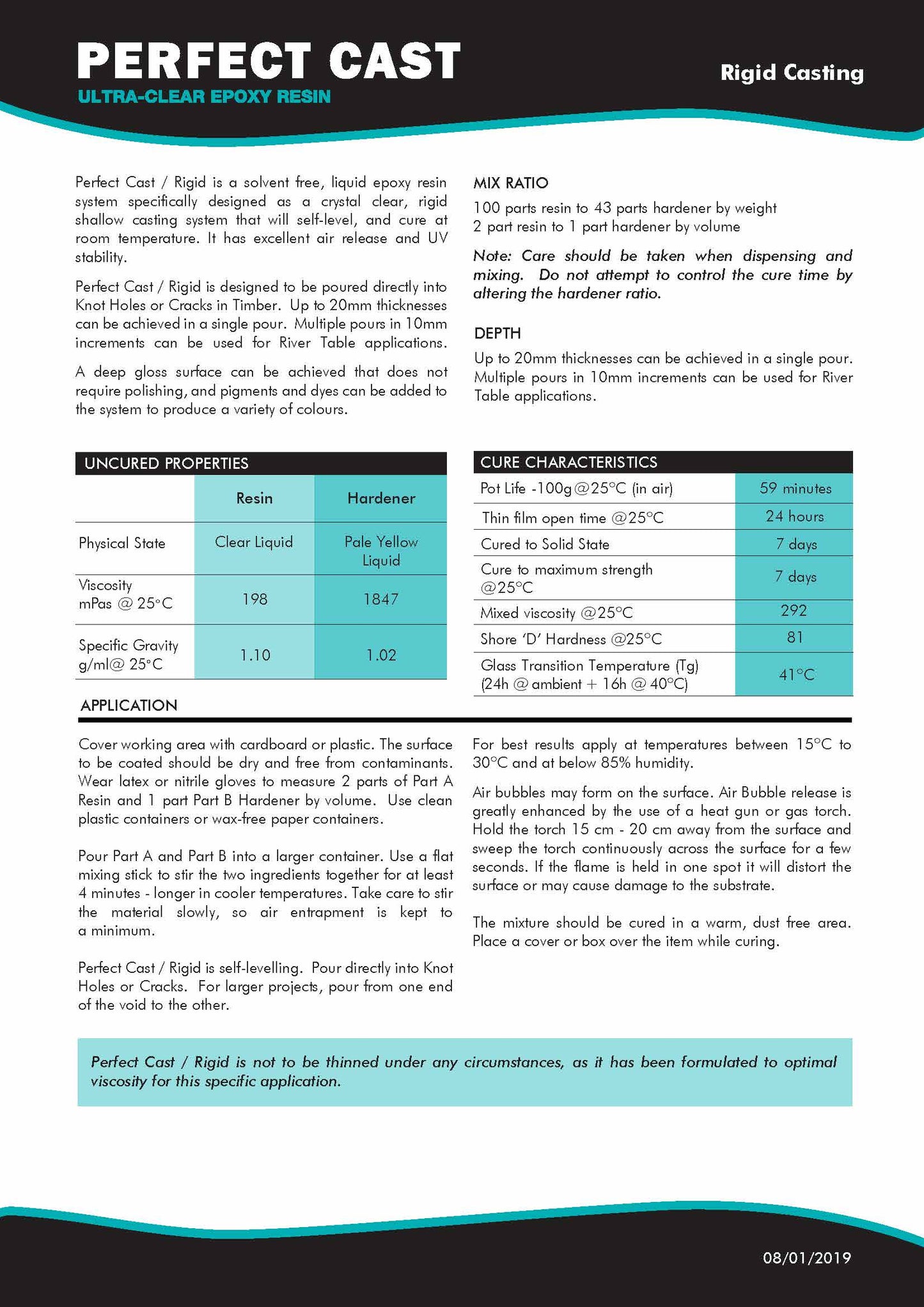 Perfect Cast 2 Part Resin and Hardener - Rigid - 6 litre Kit