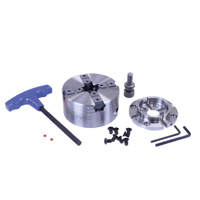 Carbatec Professional 100mm Four Jaw Enclosed Gear Scroll Chuck