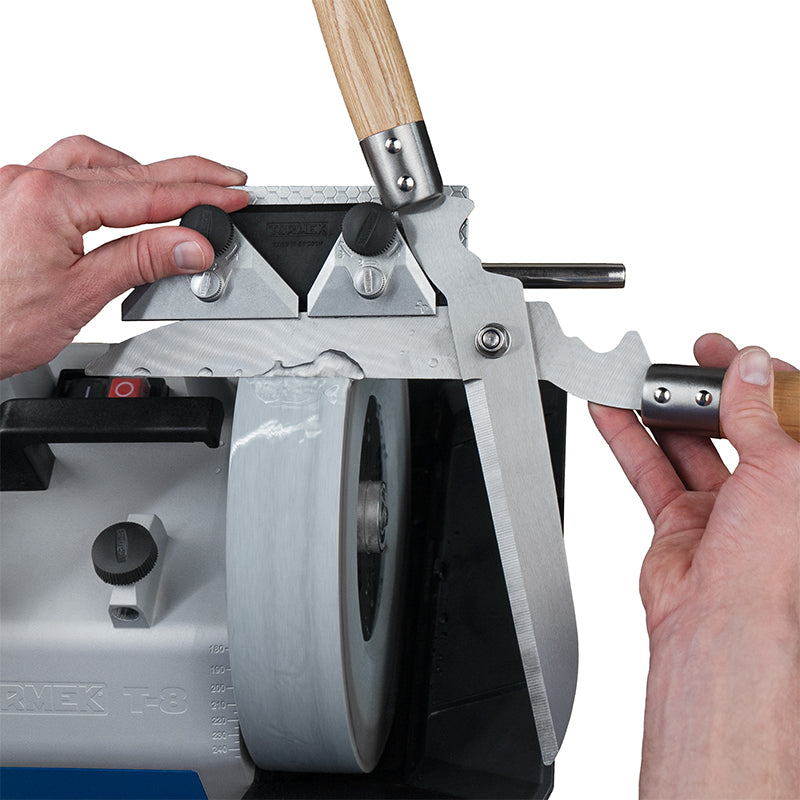 Tormek SC-60 Scissors Jig for precision sharpening of kitchen scissors and shears, with 60° angle setting, low-friction design, and secure clamping, compatible with Tormek T-2, T-4, and T-8.