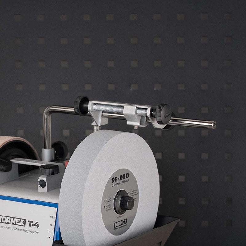 Tormek truing tool used to keep the grindstone perfectly round and flat.