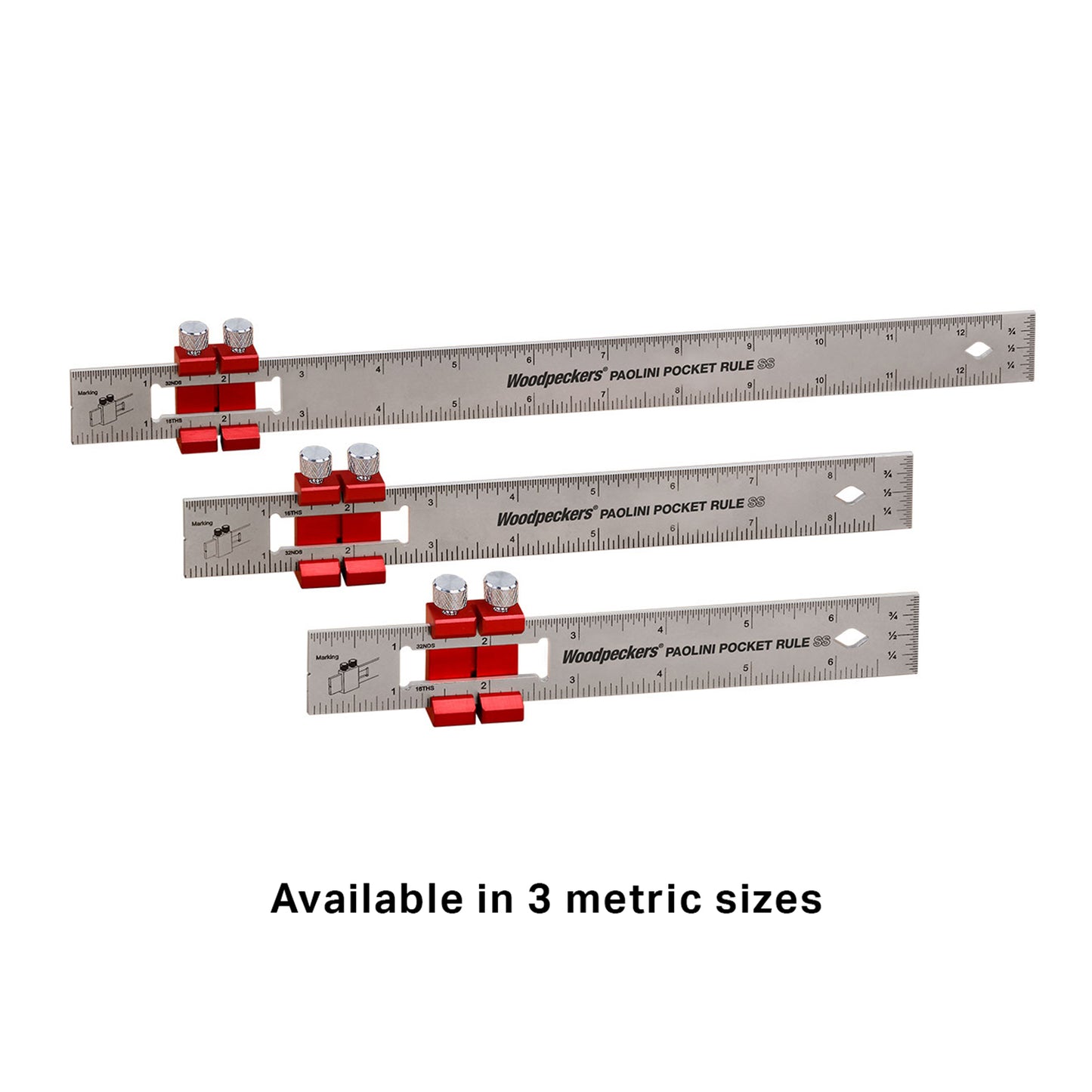 Woodpeckers Paolini Pocket Rule 200mm Stainless Steel PPRSS-200-19