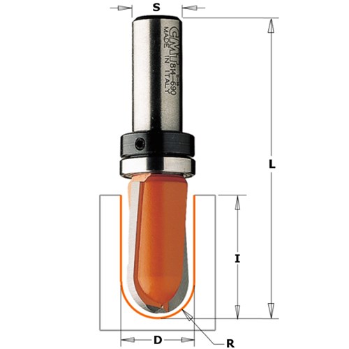 CMT Round Nose Bit w.bearing - 3/4 diameter 32mm 1/2
