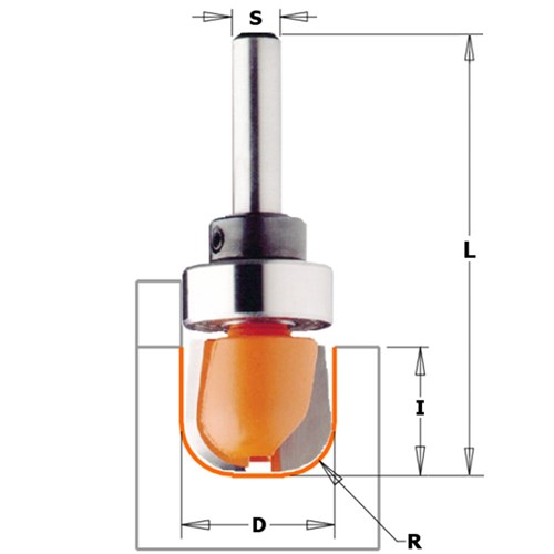CMT Bowl-Tray Bit with Bearing - 19mm Diameter 1/4
