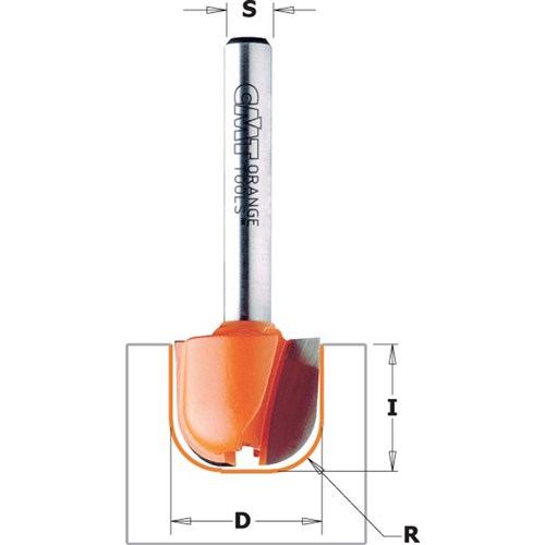 CMT Bowl-Tray Bit - 19mm Diameter 6.35mm Radius 1/2