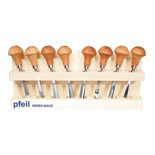 Pfeil Palm Chisel Set A 8 Piece incl Basswood Stand Case